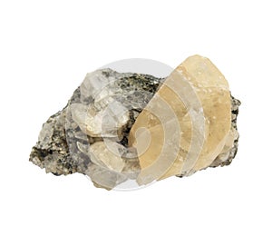 Isolated calcite crystals on rock