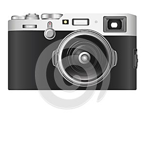 Isolated Camera design more detail, delicate camera in 3d realistic illustration, front view