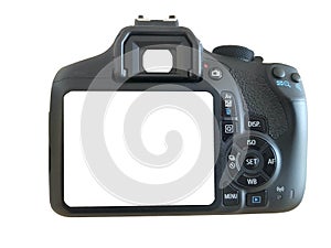 Isolated camera on a white background. Isolated white screen for mockup photo