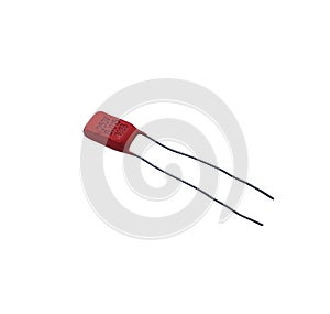 Isolated capacitor with two terminals on the white background