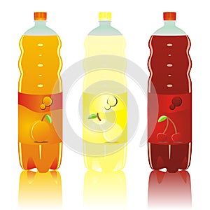 Isolated carbonated drinks bottles set