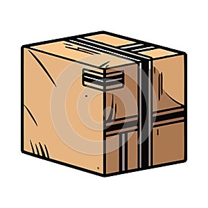 Isolated cardboard box symbolizes shipping and delivering