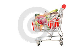 Isolated cart with fresh organic vegetables