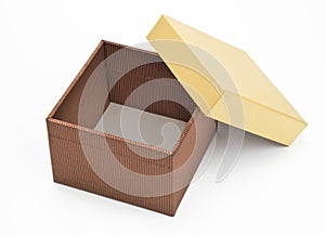An isolated carton or gift box with open lid.