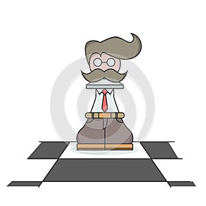 Isolated cartoon the busy executive chess pawn