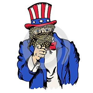 Isolated cartoon the fake doppelganger of uncle sam