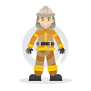 Isolated cartoon firefighter.