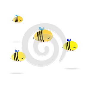 isolated cartoon flying bee vector illustration. cute honey bee clip art for greeting card, anniversary, web banners, social and