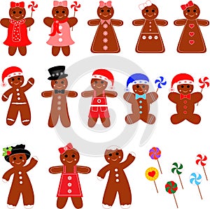 Isolated cartoon ginger people for Christmas decoration