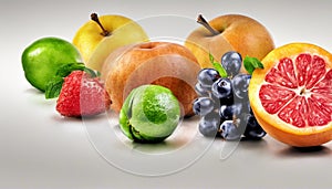Isolated Cative Fresh and Juicy Assorted Fruits Illustration photo