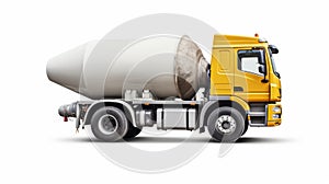 Isolated Cement Mixer Truck On White Background