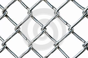 Isolated Chain Link Fence on White Background. Generative ai