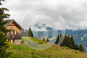 An isolated chalet in the Alps