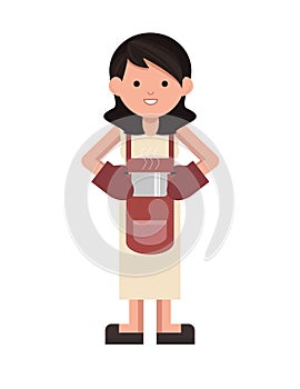Isolated chef standing. cooking woman standing. Vector.
