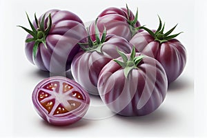 Isolated Cherokee Purple Tomato on a white background.