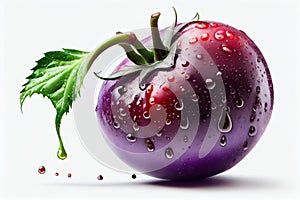 Isolated Cherokee Purple Tomato on a white background.