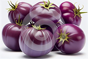 Isolated Cherokee Purple Tomato on a white background.