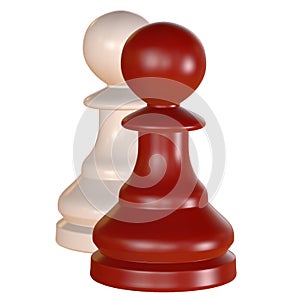 Isolated chess figurine 3d illustration