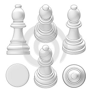 Isolated chess piece 3d illustration