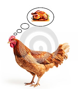 Isolated chicken thinking