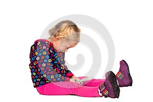 Isolated child with mobile phone