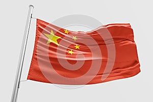 Isolated China Flag waving 3d Realistic China Flag Rendered