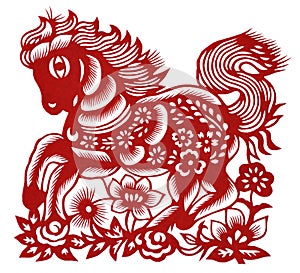 Isolated Chinese Paper-cutting Horse