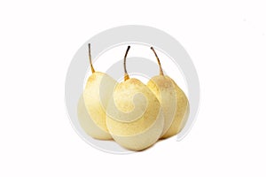 Isolated chinese pear asian pear, ya pear, korean fruit, nashi on the white backdrop