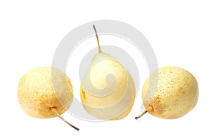 Isolated chinese pear asian pear, ya pear, korean fruit, nashi on the white backdrop