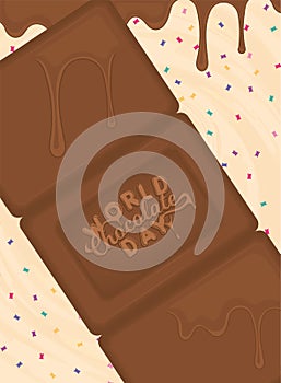 Isolated chocolate candy Vertical World chocolate day vertical poster Vector