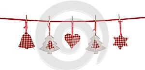 Isolated christmas decoration in red white checked colors hangi