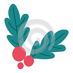 Isolated christmas holly leaf sketch icon Vector