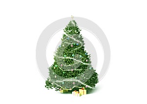 Isolated Christmas tree and presents HQ render photo