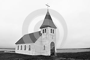 Isolated church in black and white