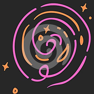 Isolated circles swirl illustration in pink and Orange colours