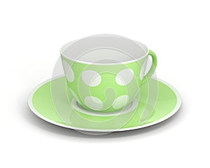 Isolated classic cup with pattern on white background. 3D Illustration.