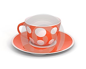 Isolated classic cup with pattern on white background. 3D Illustration.