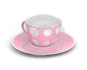 Isolated classic cup with pattern on white background. 3D Illustration.