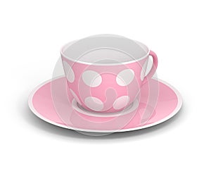 Isolated classic cup with pattern on white background. 3D Illustration.