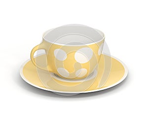 Isolated classic cup with pattern on white background. 3D Illustration.