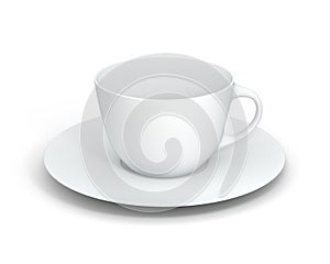 Isolated classic cup on white background. 3D Illustration.