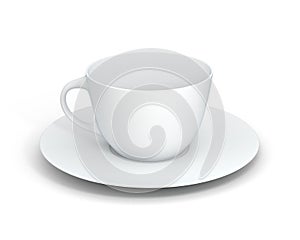 Isolated classic cup on white background. 3D Illustration.