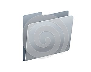 Classic gradient grey computer file folder icon with document