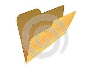 Classic gradient yellow computer empty file folder icon with document