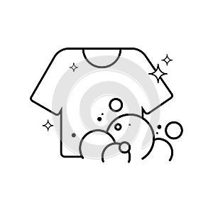 Isolated cleaned shirt with bubbles icon Vector