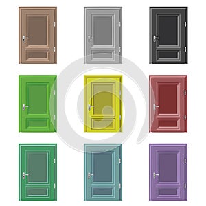 Isolated closed door drawing color set