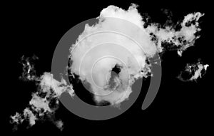 Isolated cloud over black. Design elements