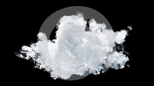 Isolated cloud on transparent background, seamless animation loop, ready of compositing