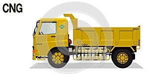 Isolated CNG dump truck on transparent background