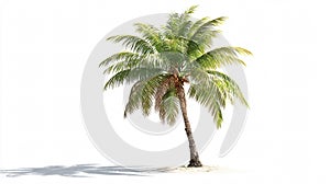 Isolated Coconut Palm Tree on White Background for Creative Projects